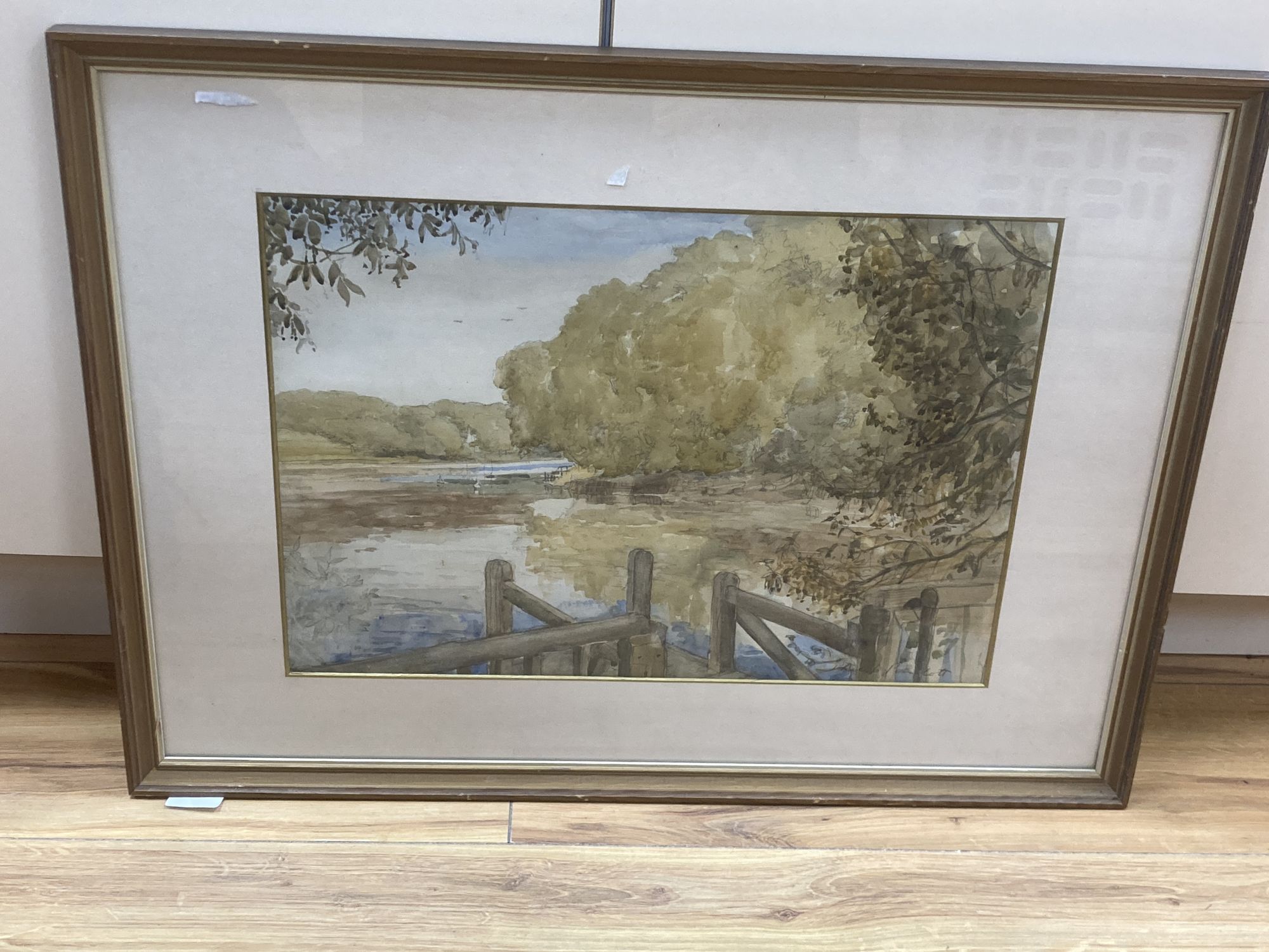 Philip Pimlott, watercolour and pencil, River Beaulieu 1927, signed 28 x 40cm